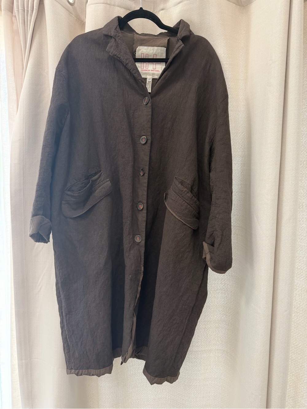 Hannoh Wessel Made it Italy Cotton Linen Oversized Coat Jacket 40 Like New